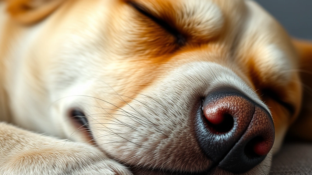 why does my dog cry in his sleep -
Photorealistic close-up of a sleeping dog’s face showing gentle twitching