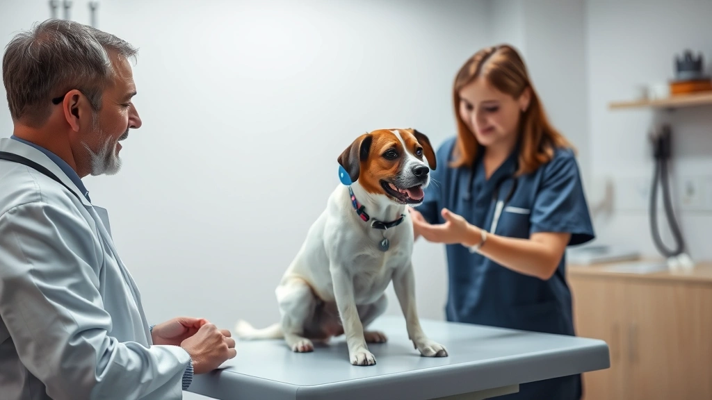 why does my dog hump me -
Photorealistic image of a veterinarian examining a dog on an examination table