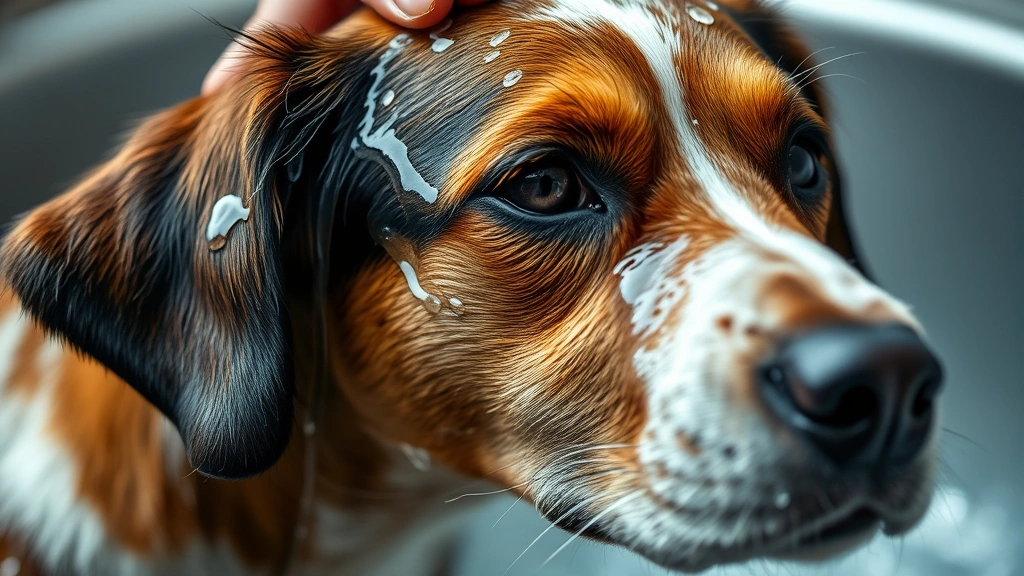 why does my dog keep getting ear infections -
Photorealistic image of a dog being gently bathed with water, showing water nea