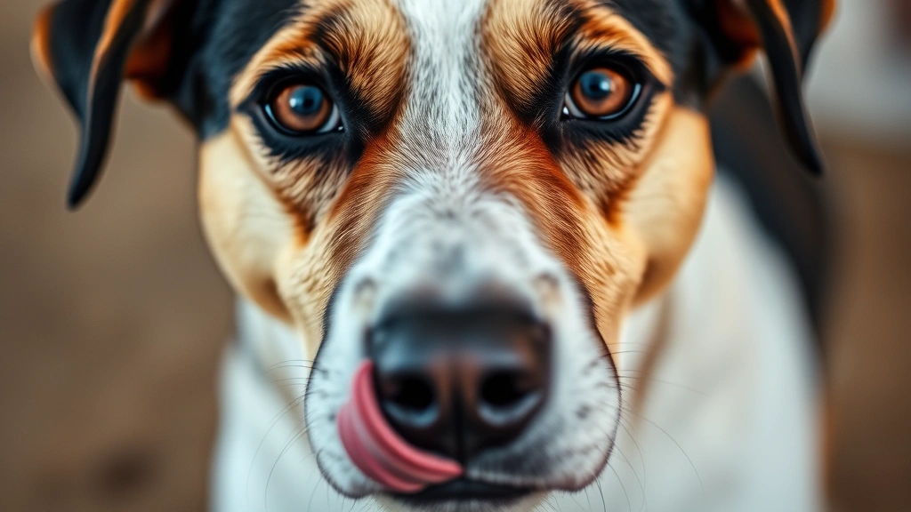 why does my dog lick my face aggressively -
A close-up of a dog’s face showing intense focus while licking