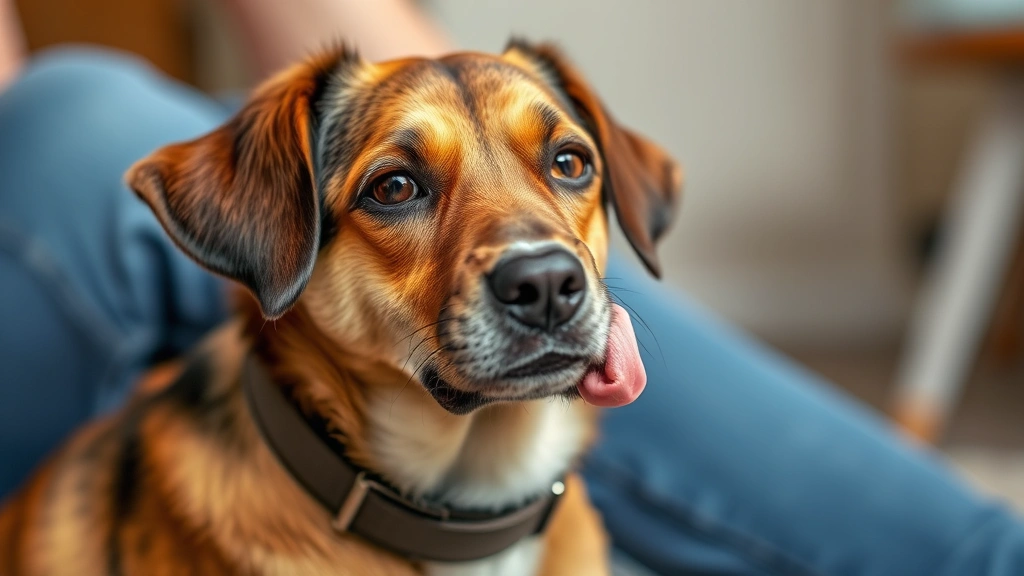why does my dog lick my face aggressively -
A dog sitting calmly next to a person’s face without licking