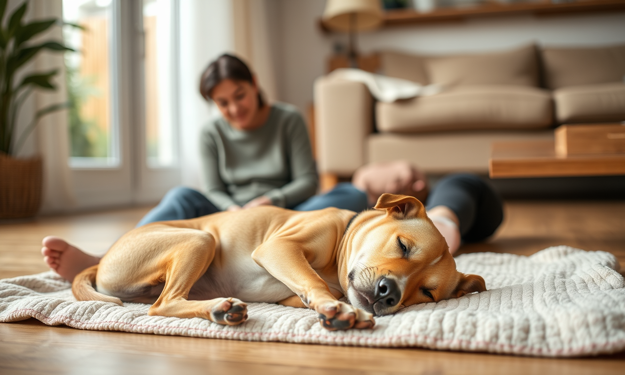 Dog resting at home — dog diarrhea causes and home care guide
